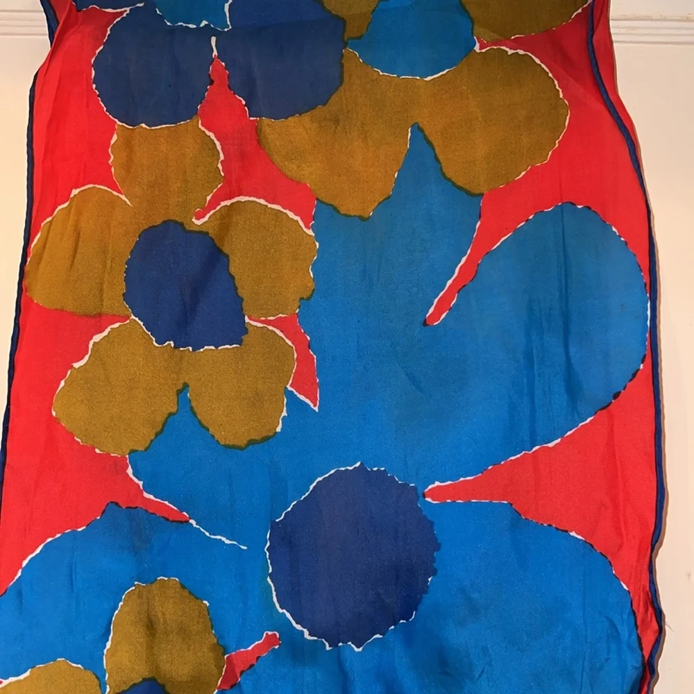 Vintage MCM Vera Neumann silk blend oblong scarf 44” x 14”